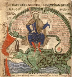 Anti-Christ Seated on a Leviathan from Liber Floridus by Lambert de Saint-Omer, 1120